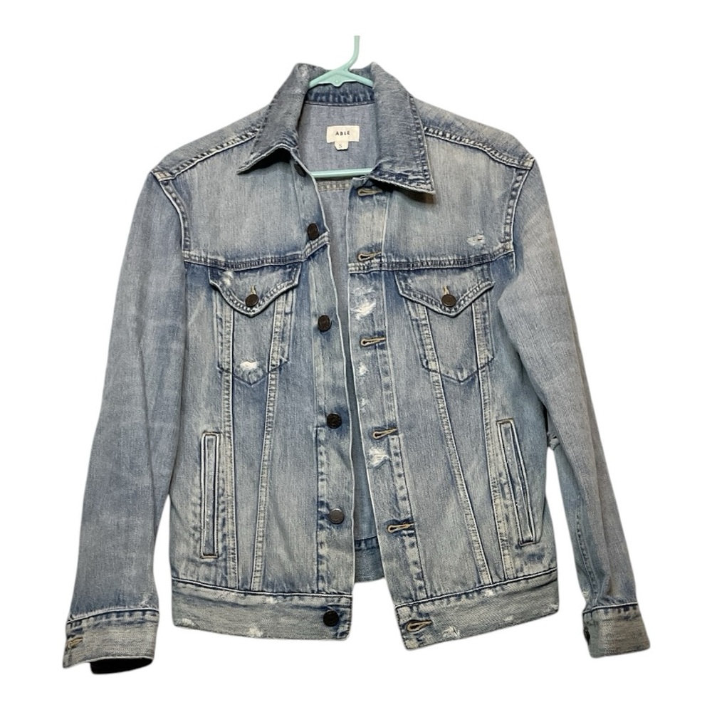 Women’s ABLE slightly distressed jeans jacket, size small